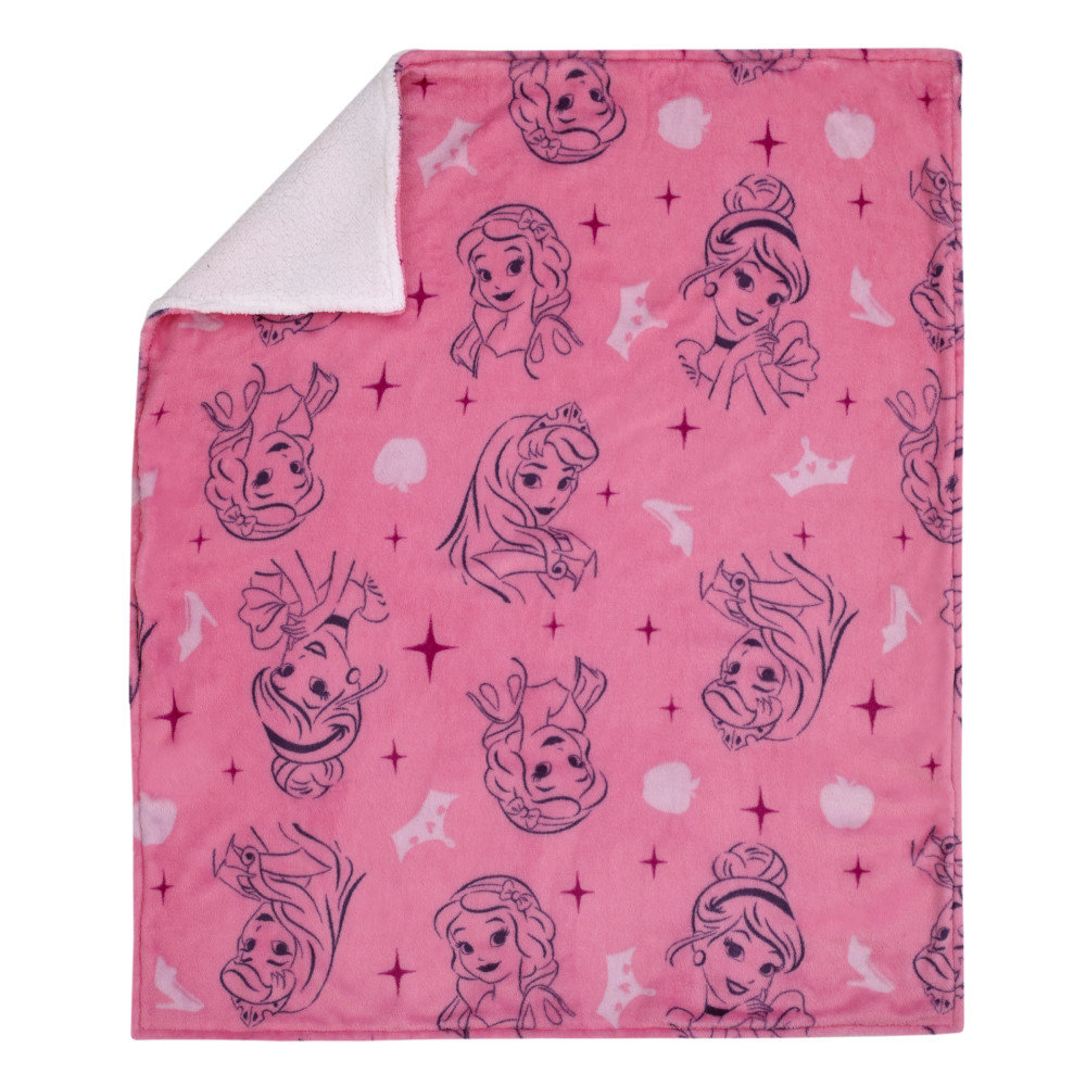 Disney NoJo Disney Princess Pink And Purple Tiaras Super Soft Sherpa Baby Blanket Wayfair